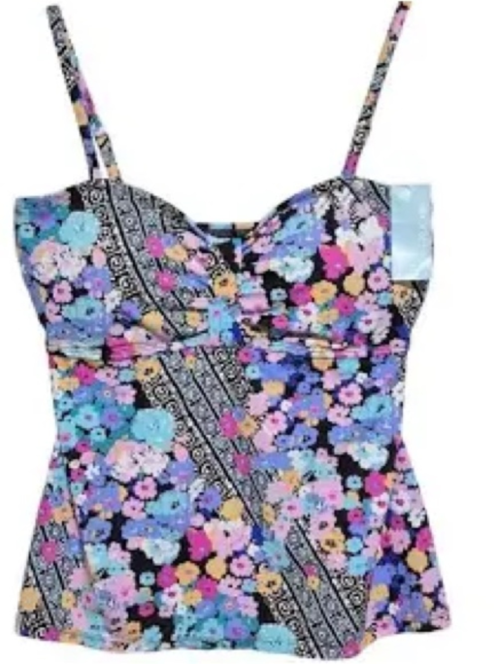 Kim Rogers-Catalina, 16W, flowered tank top and black bottoms bathing suit